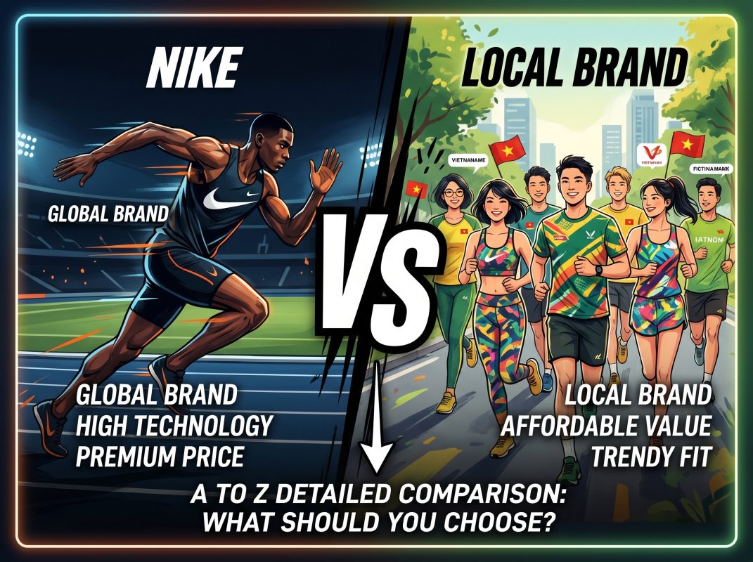 So sánh Nike và local brand quần áo thể thao chi tiết về chất liệu, giá, thiết kế và trải nghiệm. Giúp bạn chọn đúng sản phẩm phù hợp nhu cầu.
